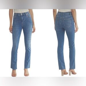FRAME Le High Straight Leg Fray Raw Hem Denim Blue Jeans Size 29